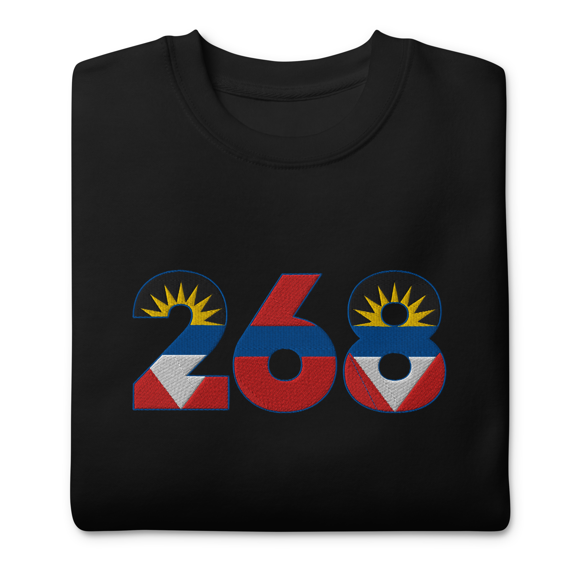 Antigua Dial Code (+268) Embroidered T-Shirt