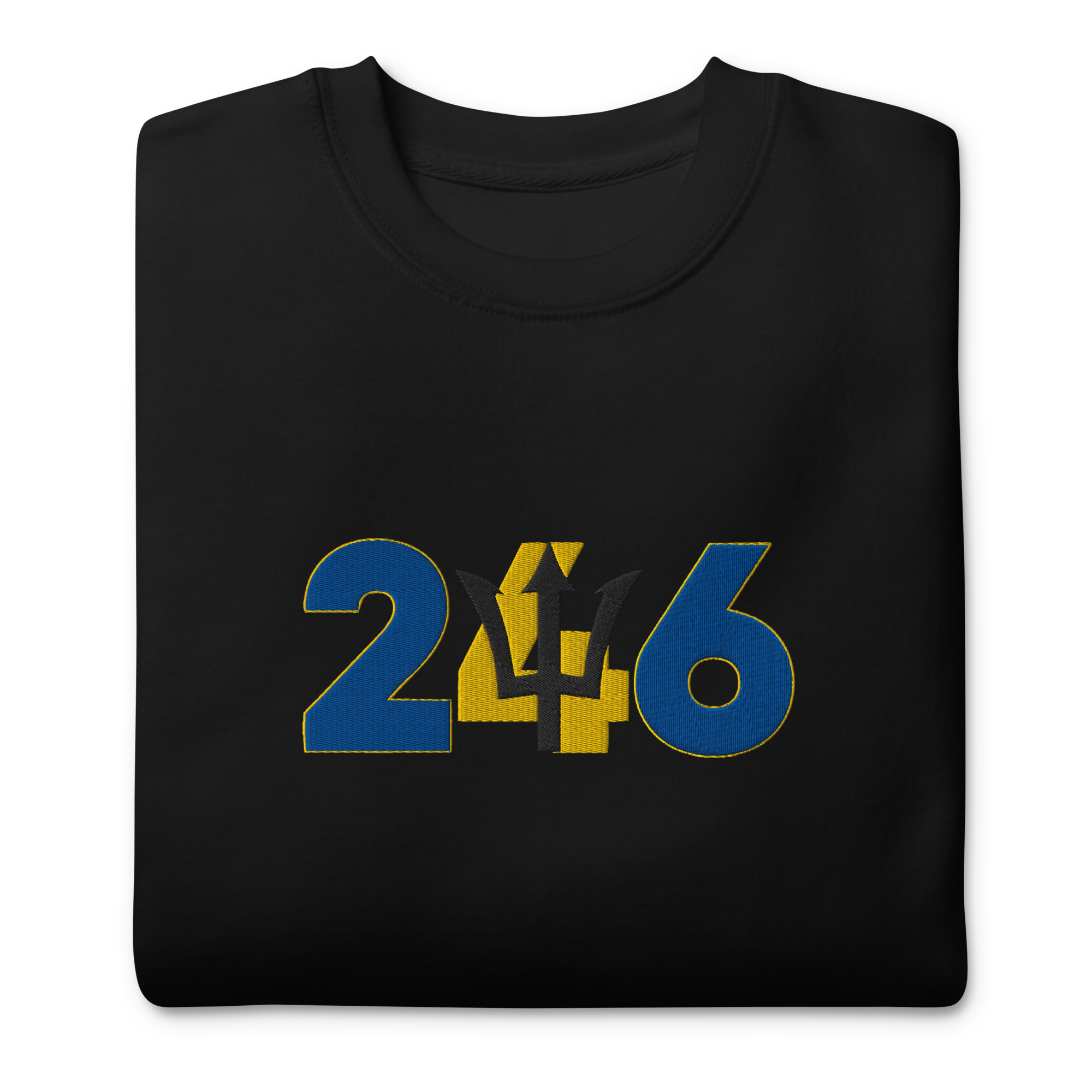 Barbados Dial Code (+246) Embroidered T-Shirt