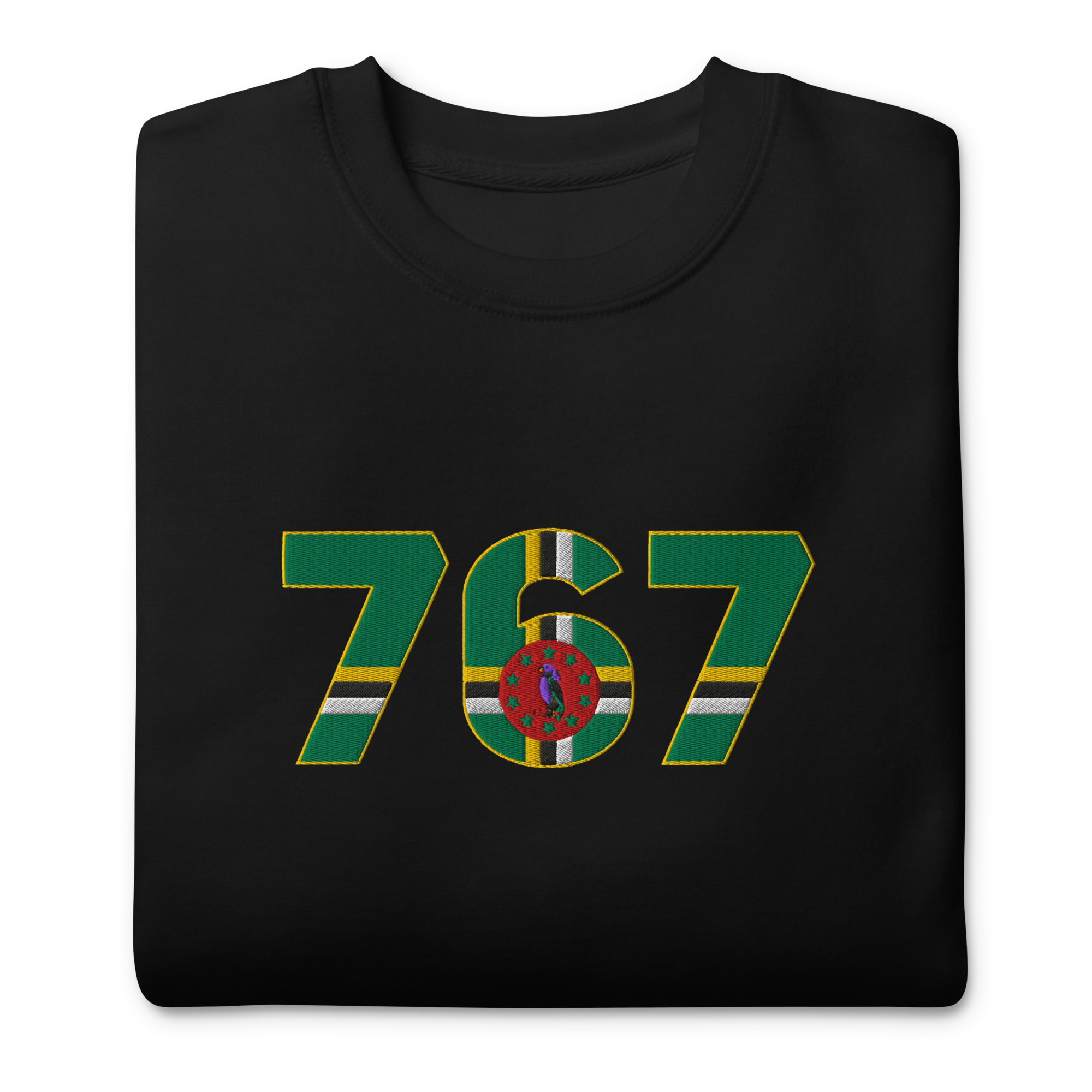 Dominica Dial Code (+767) Embroidered T-Shirt