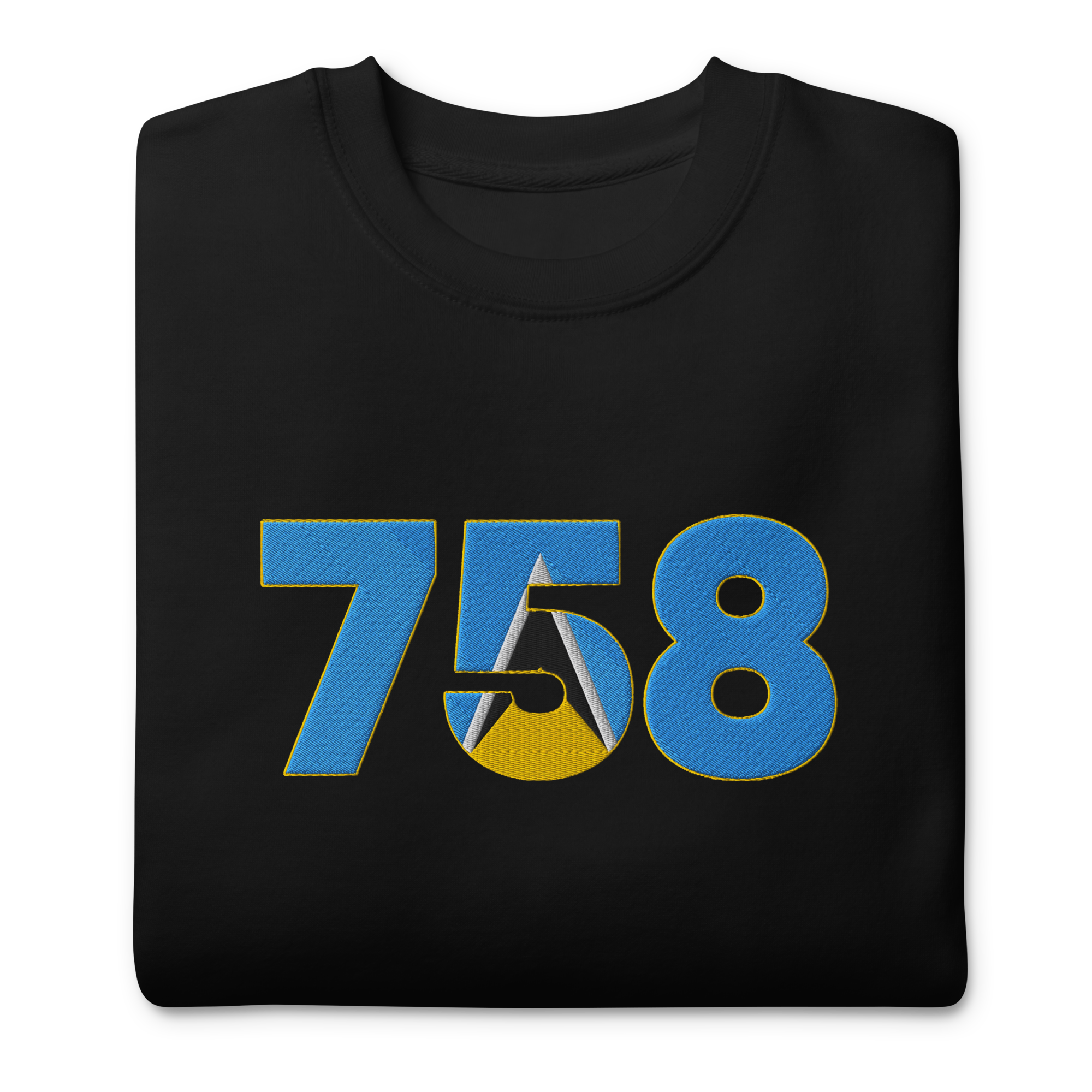 St Lucia Dial Code (+758) Embroidered T-Shirt