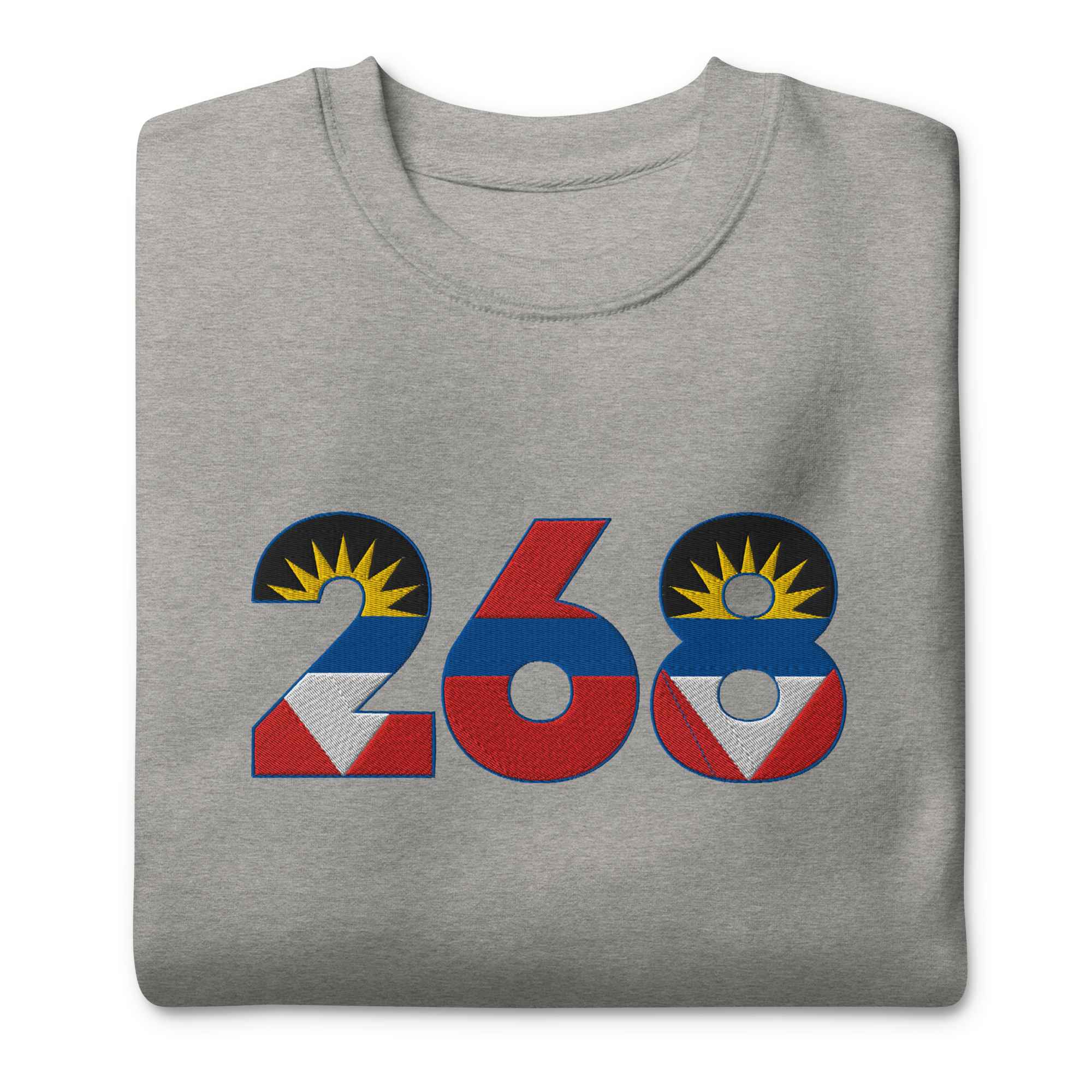 Antigua Dial Code (+268) Embroidered T-Shirt