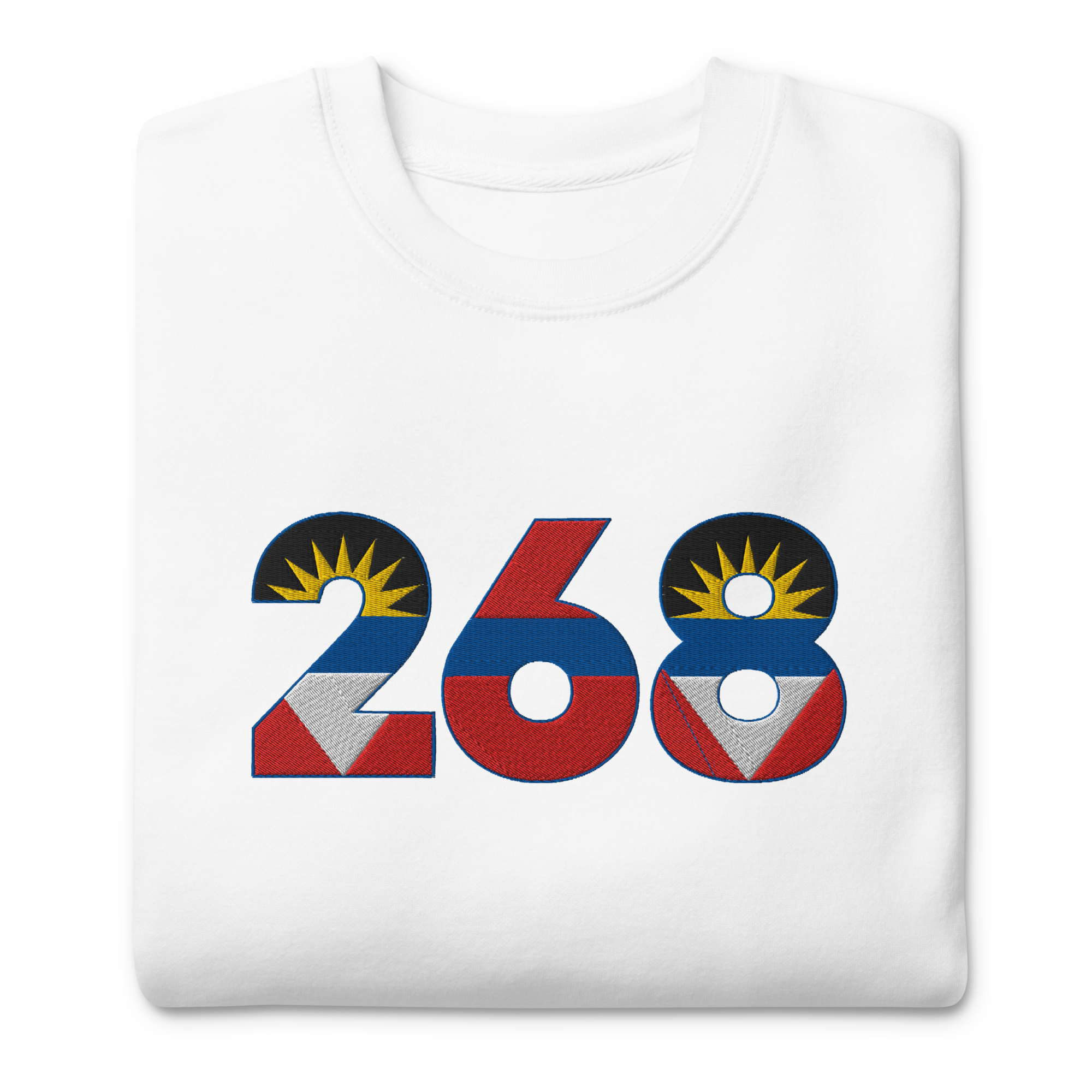 Antigua Dial Code (+268) Embroidered T-Shirt