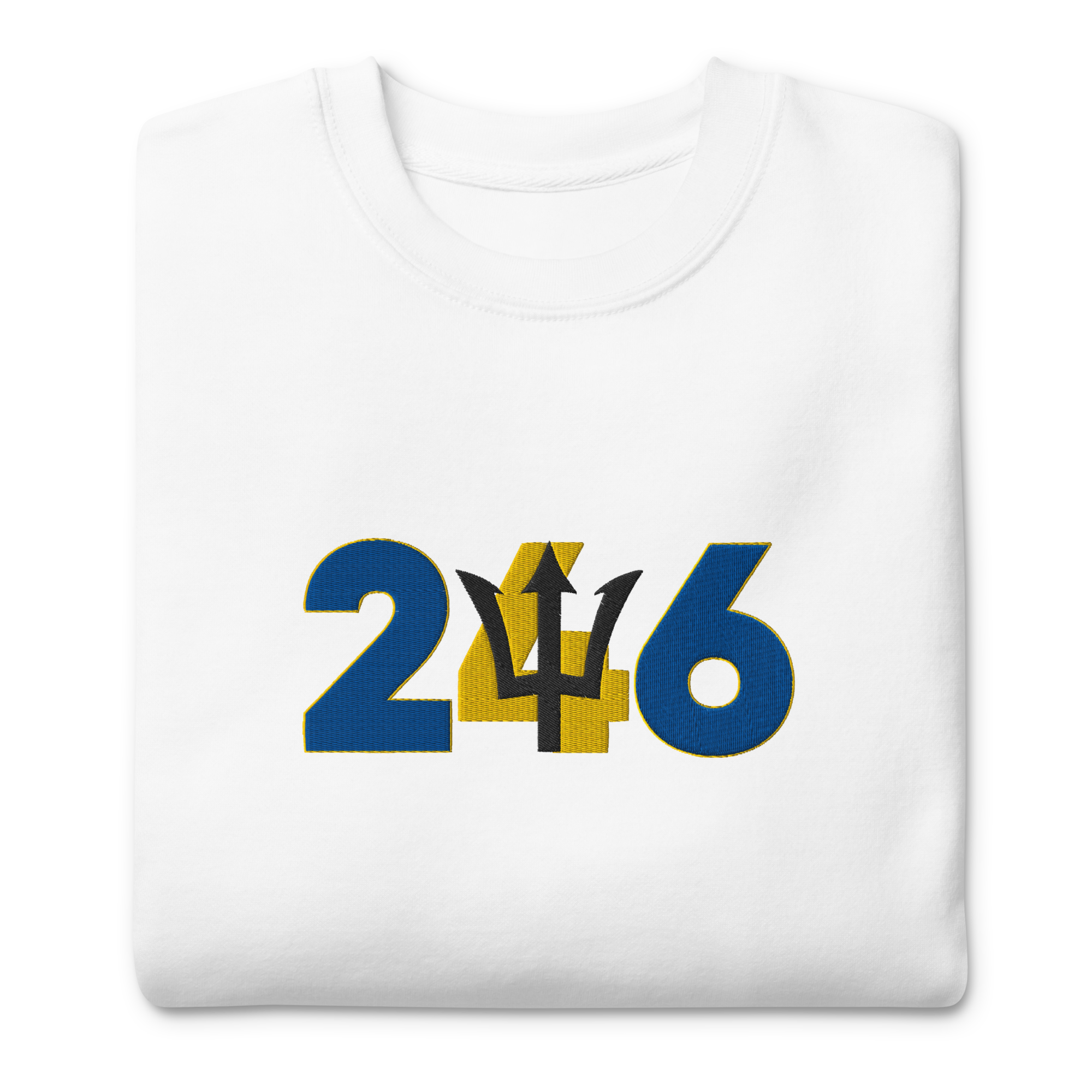 Barbados Dial Code (+246) Embroidered T-Shirt