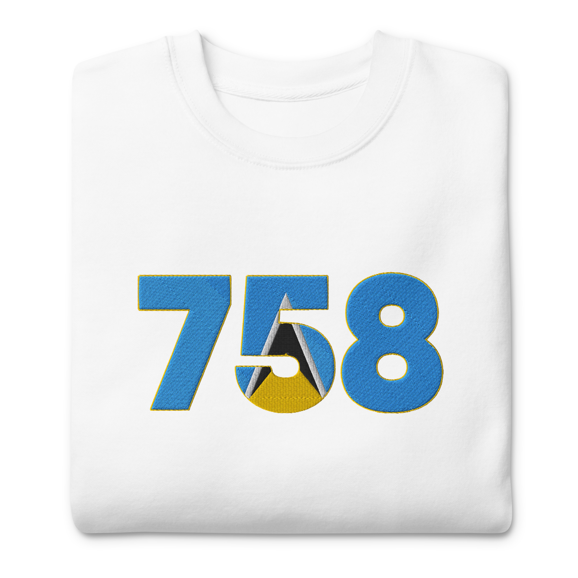 St Lucia Dial Code (+758) Embroidered T-Shirt