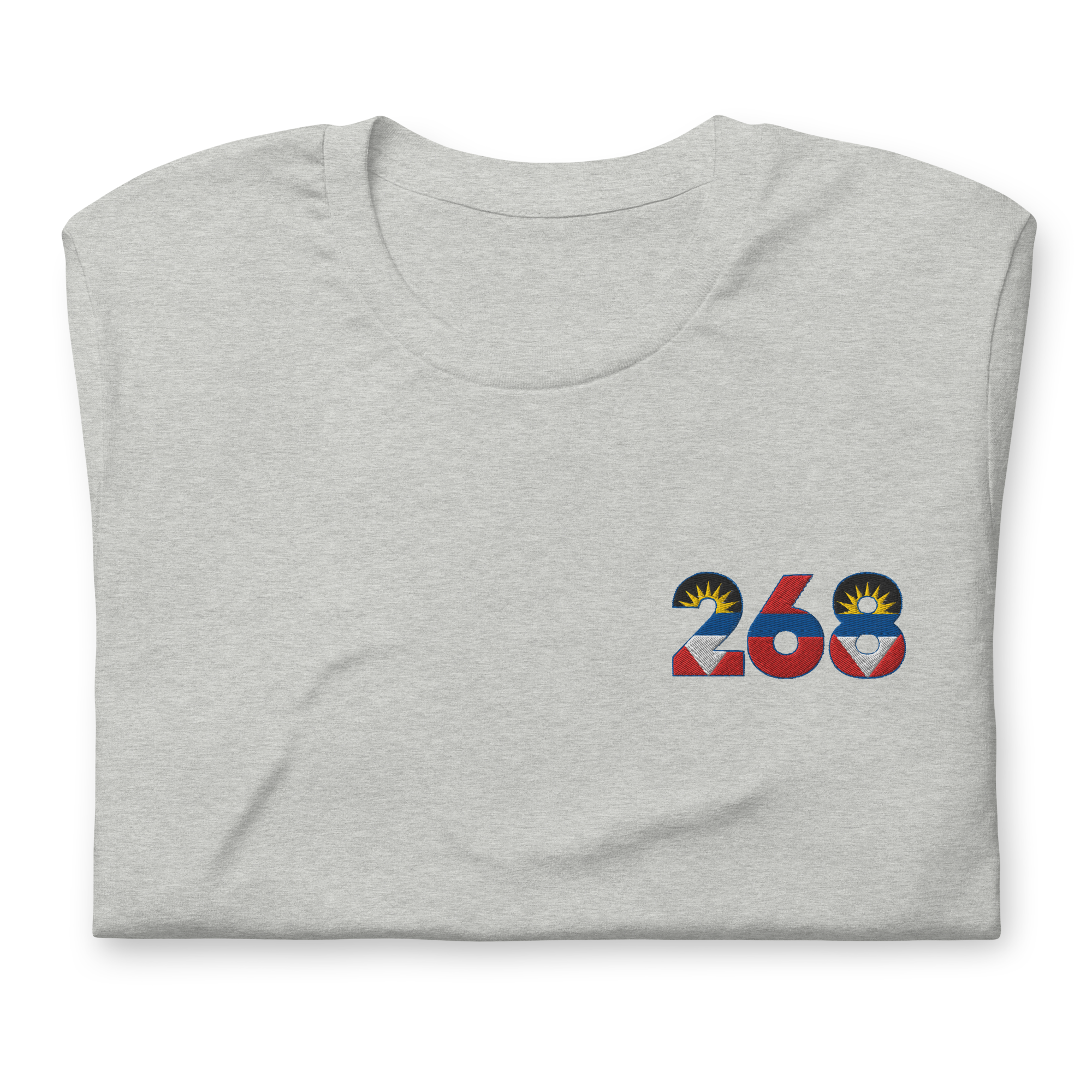 Antigua Dial Code (+268) Embroidered T-Shirt