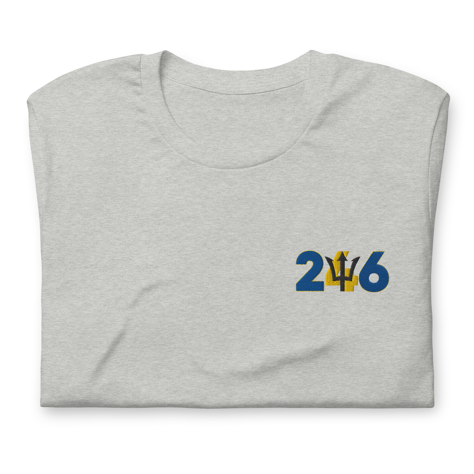 Barbados Dial Code (+246) Embroidered T-Shirt