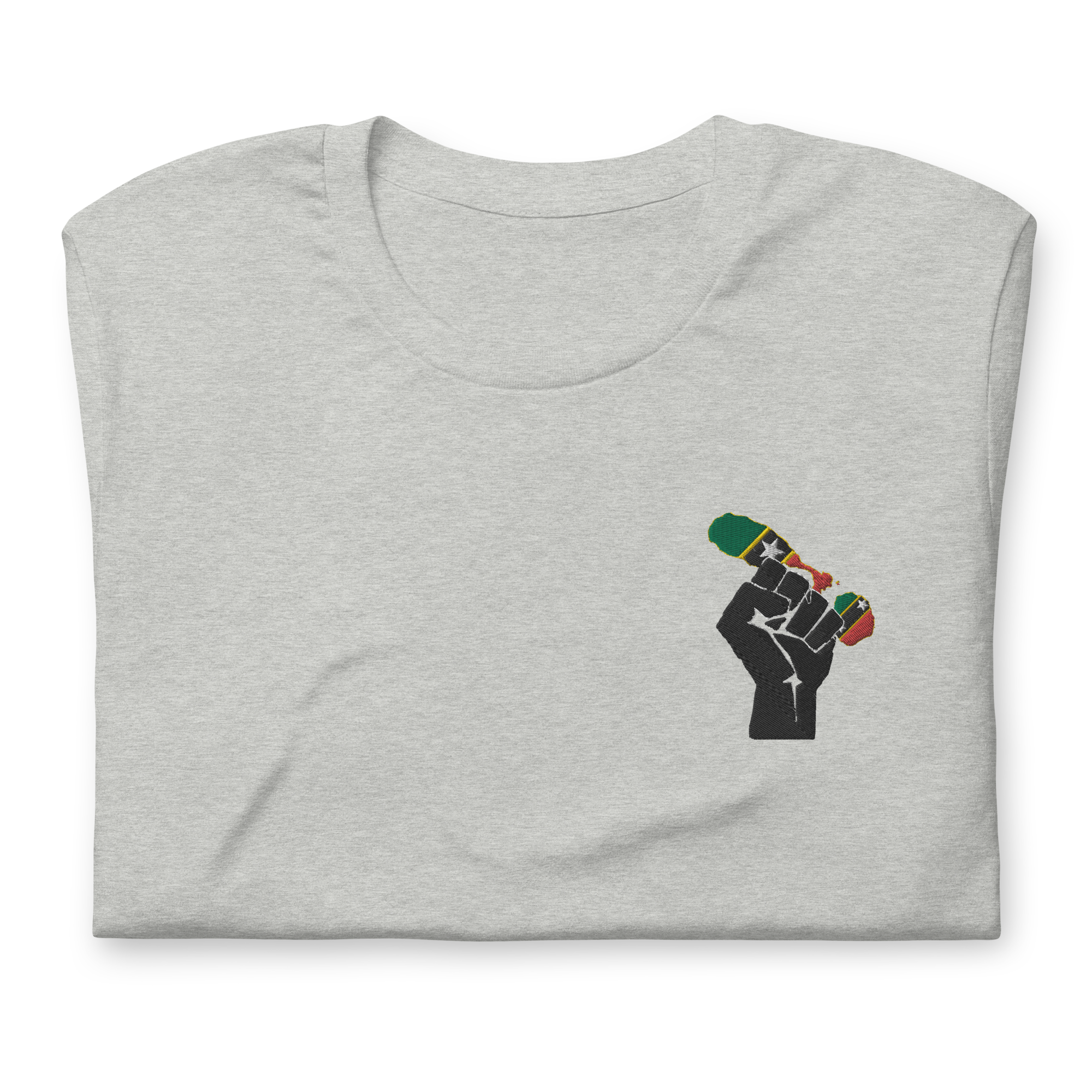 St Kitts and Nevis Power Fist Embroidered T-Shirt