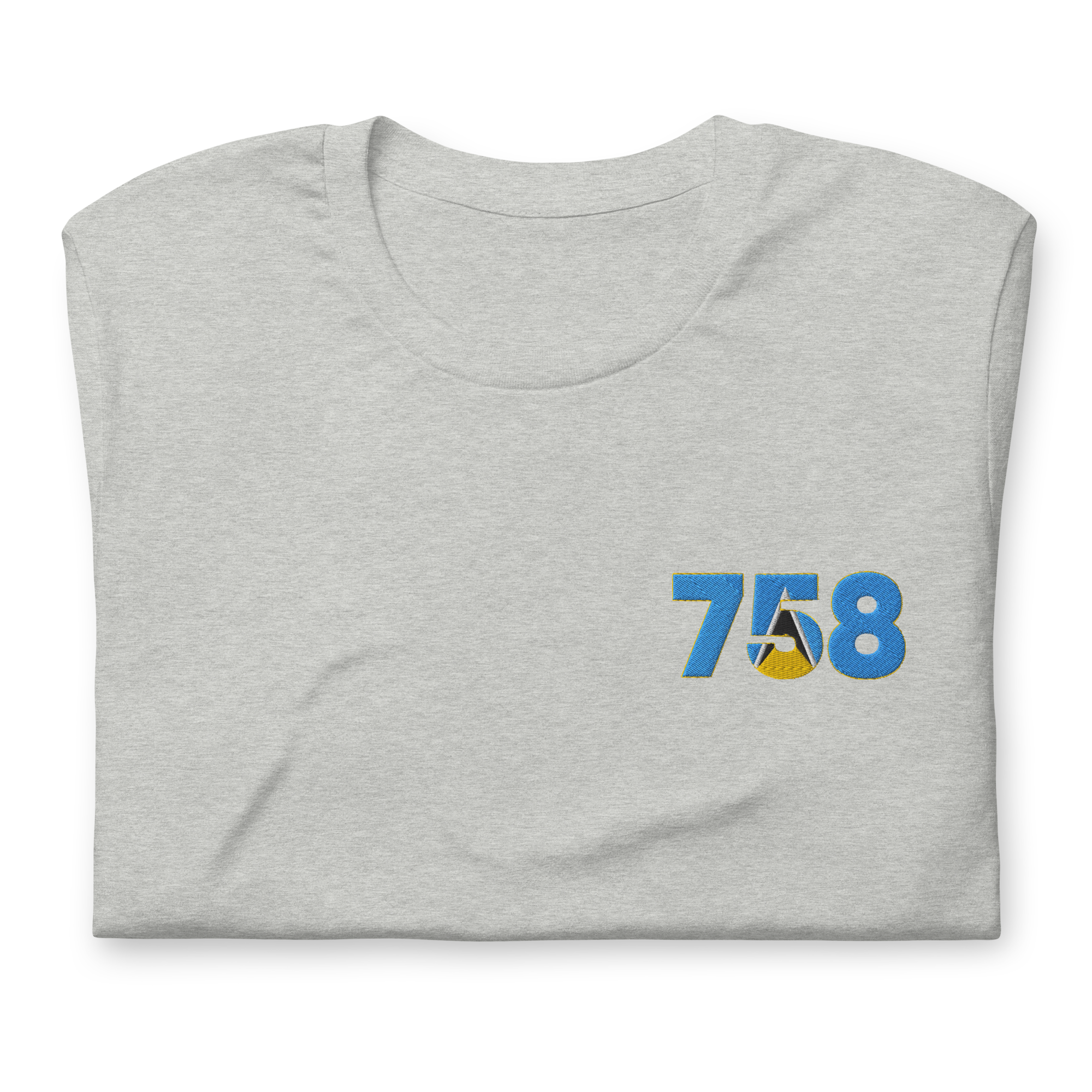 St Lucia Dial Code (+758) Embroidered T-Shirt