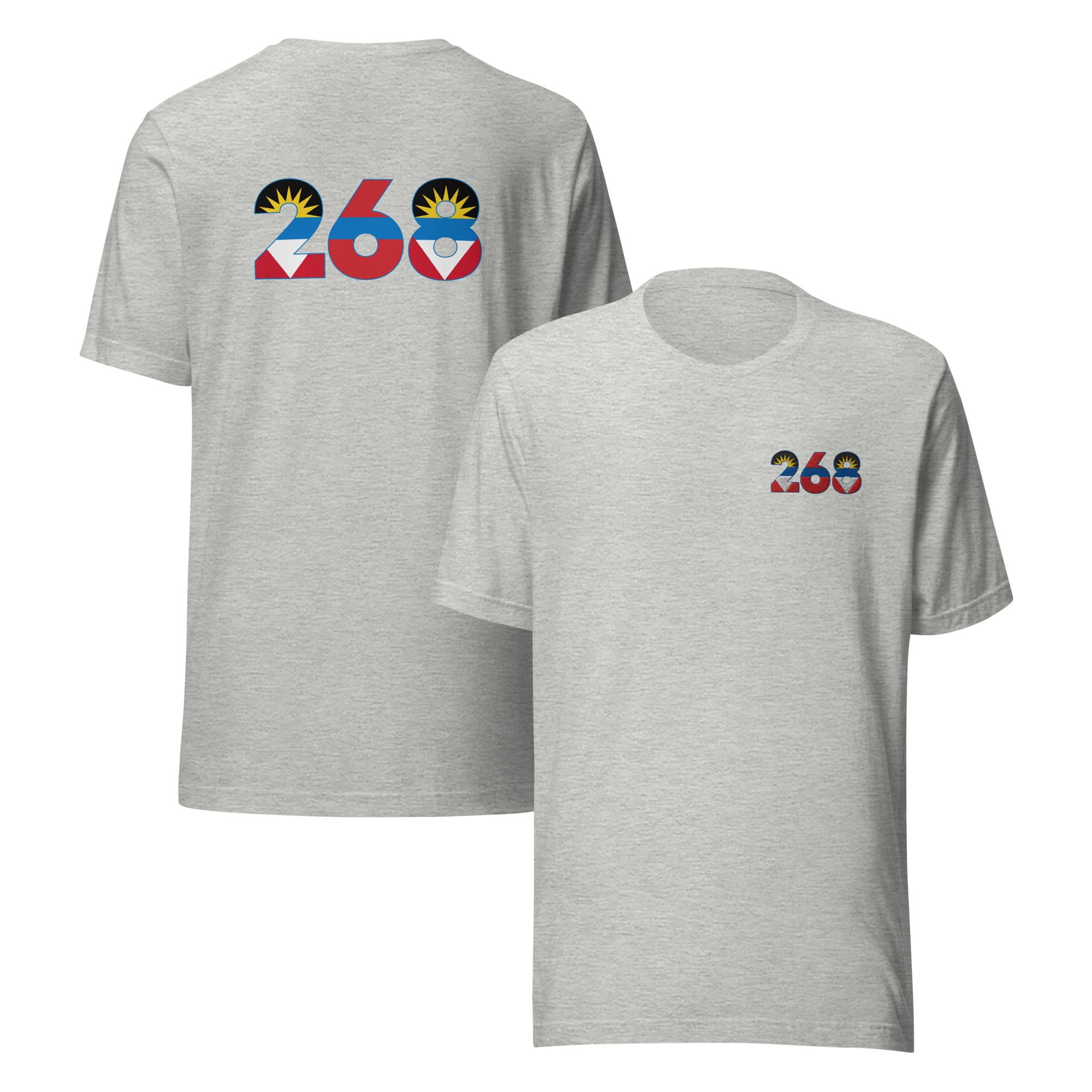 Antigua Dial Code (+268) Embroidered T-Shirt