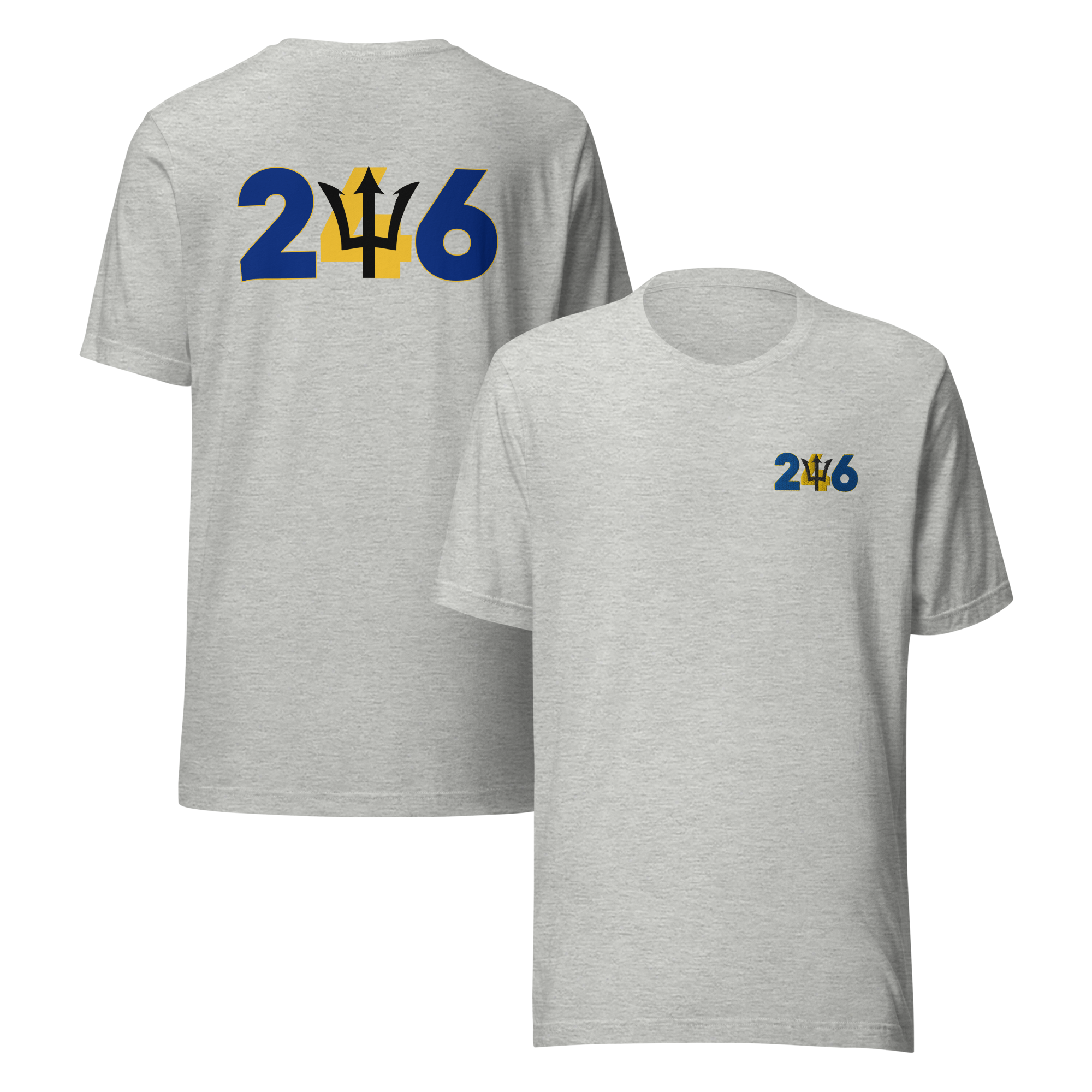 Barbados Dial Code (+246) Embroidered T-Shirt