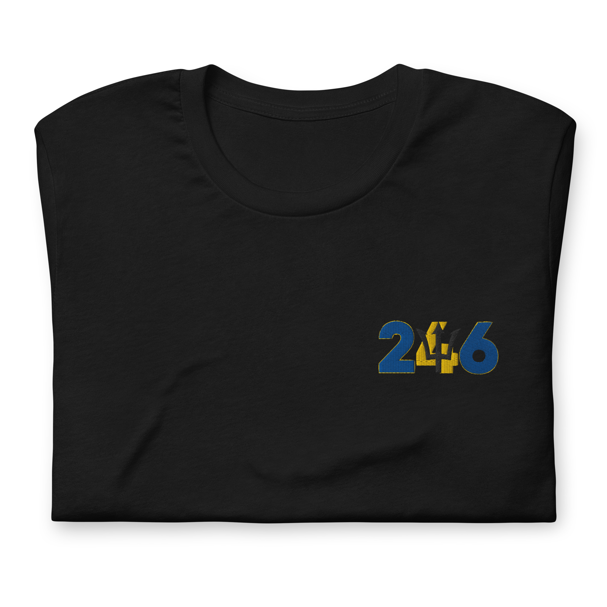 Barbados Dial Code (+246) Embroidered T-Shirt