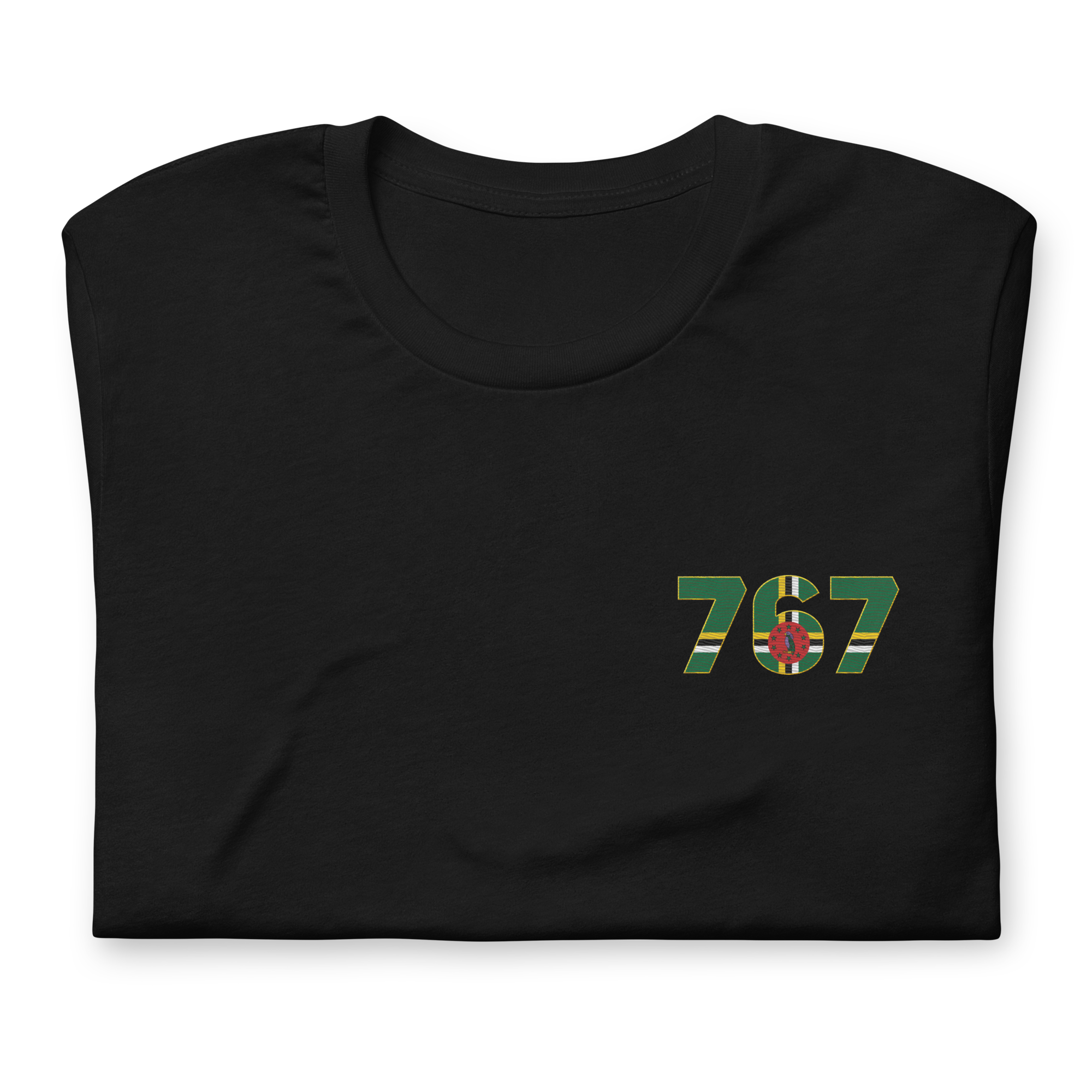 Dominica Dial Code (+767) Embroidered T-Shirt
