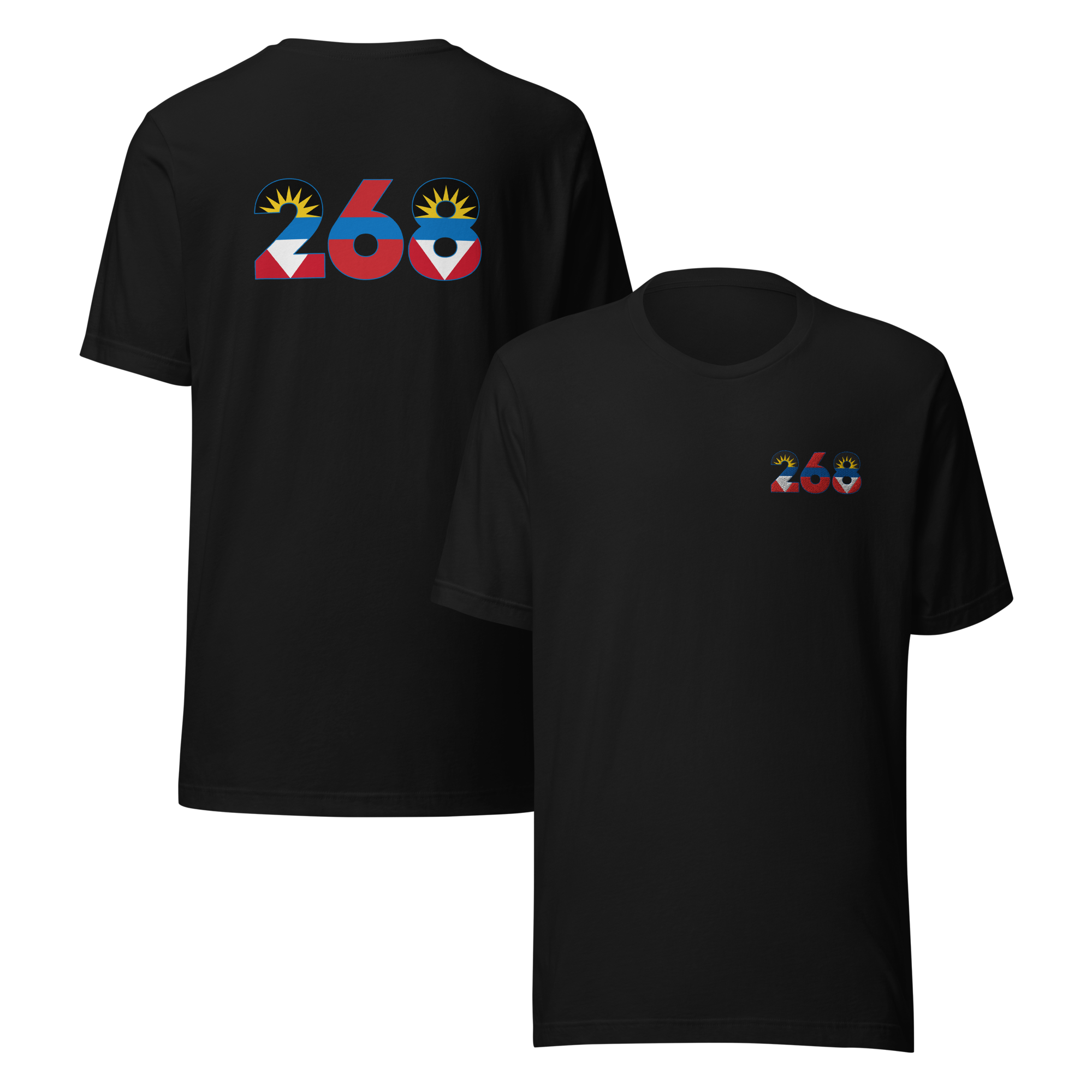Antigua Dial Code (+268) Embroidered T-Shirt
