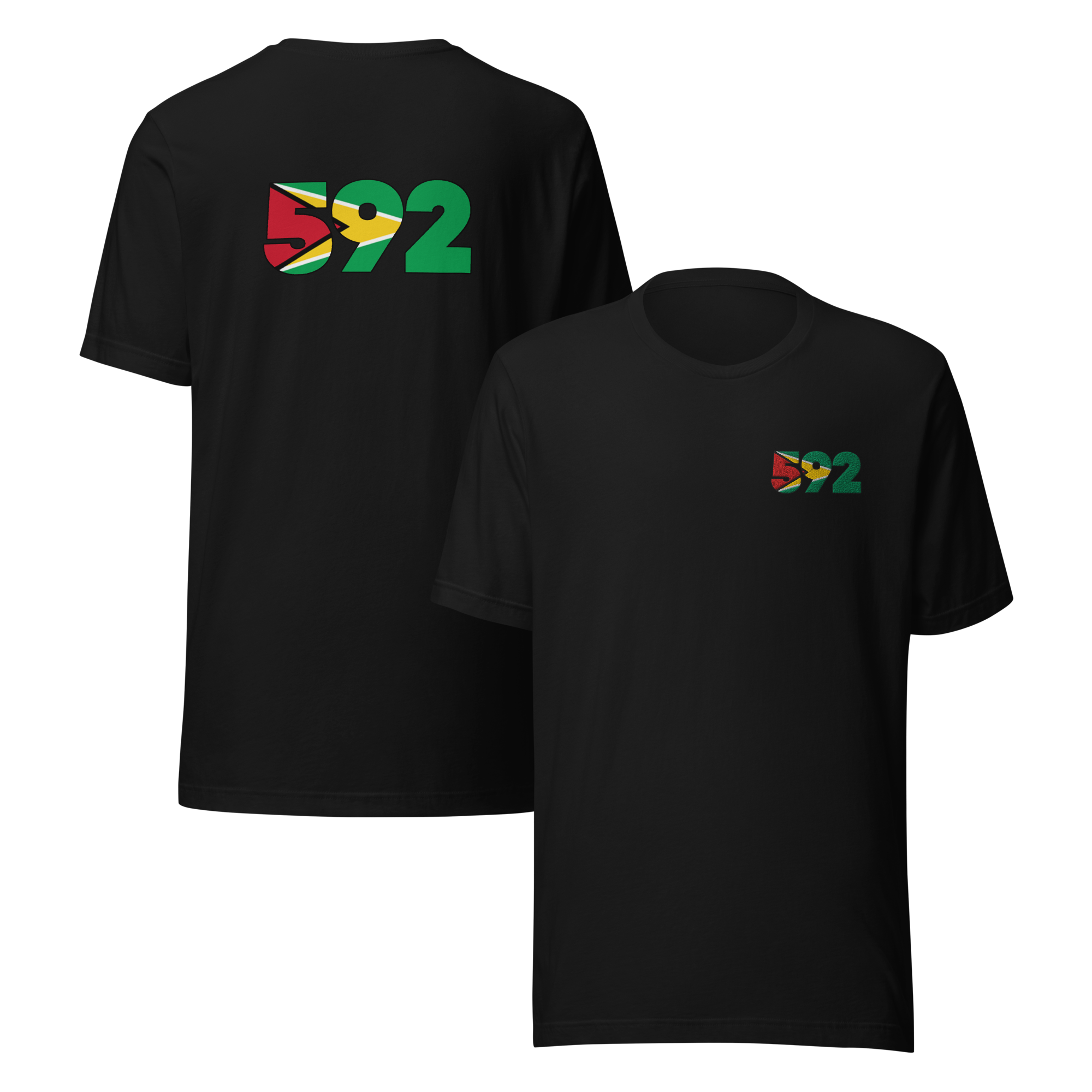 Guyana Dial Code (+592) Embroidered T-Shirt