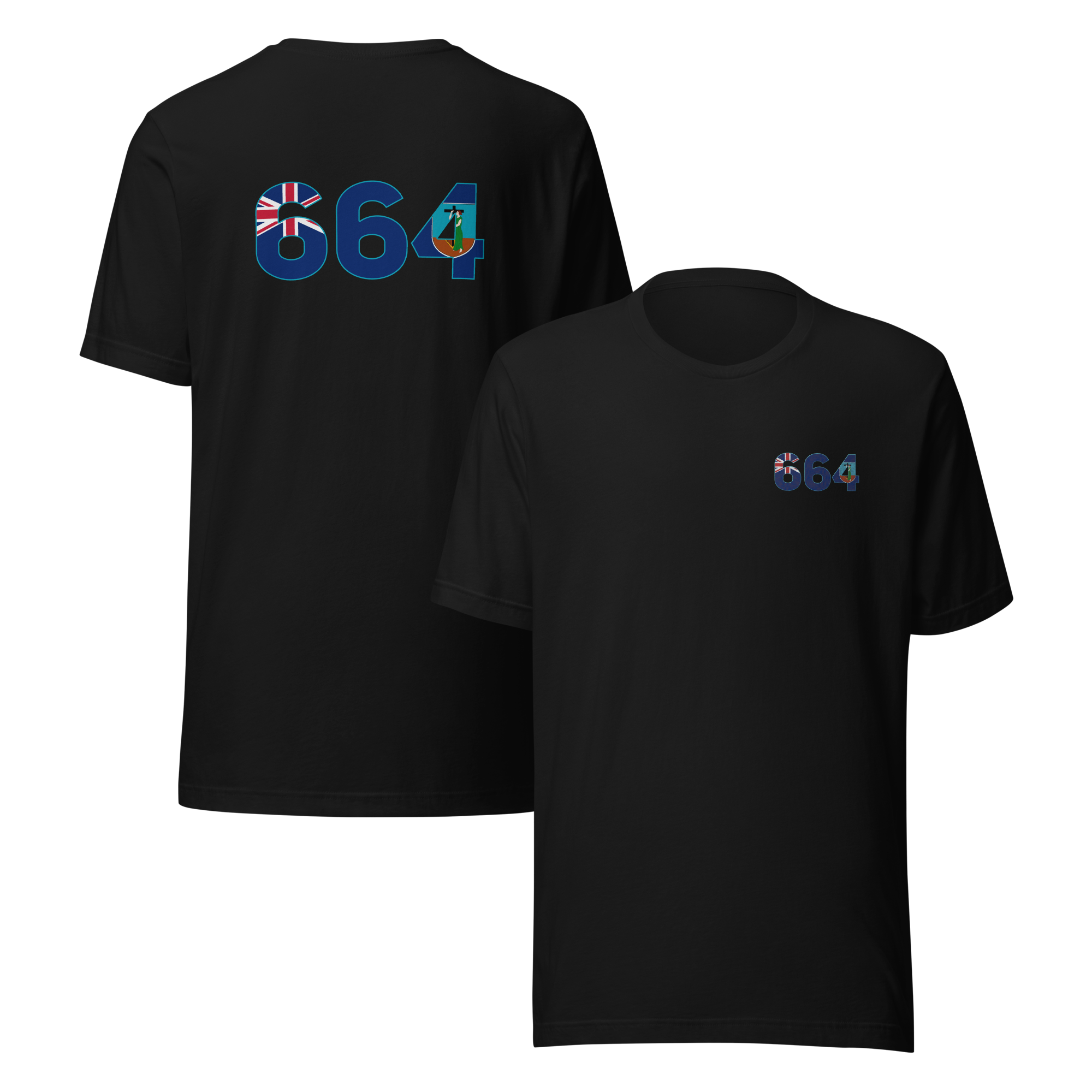 Montserrat Dial Code (+664) Embroidered T-Shirt