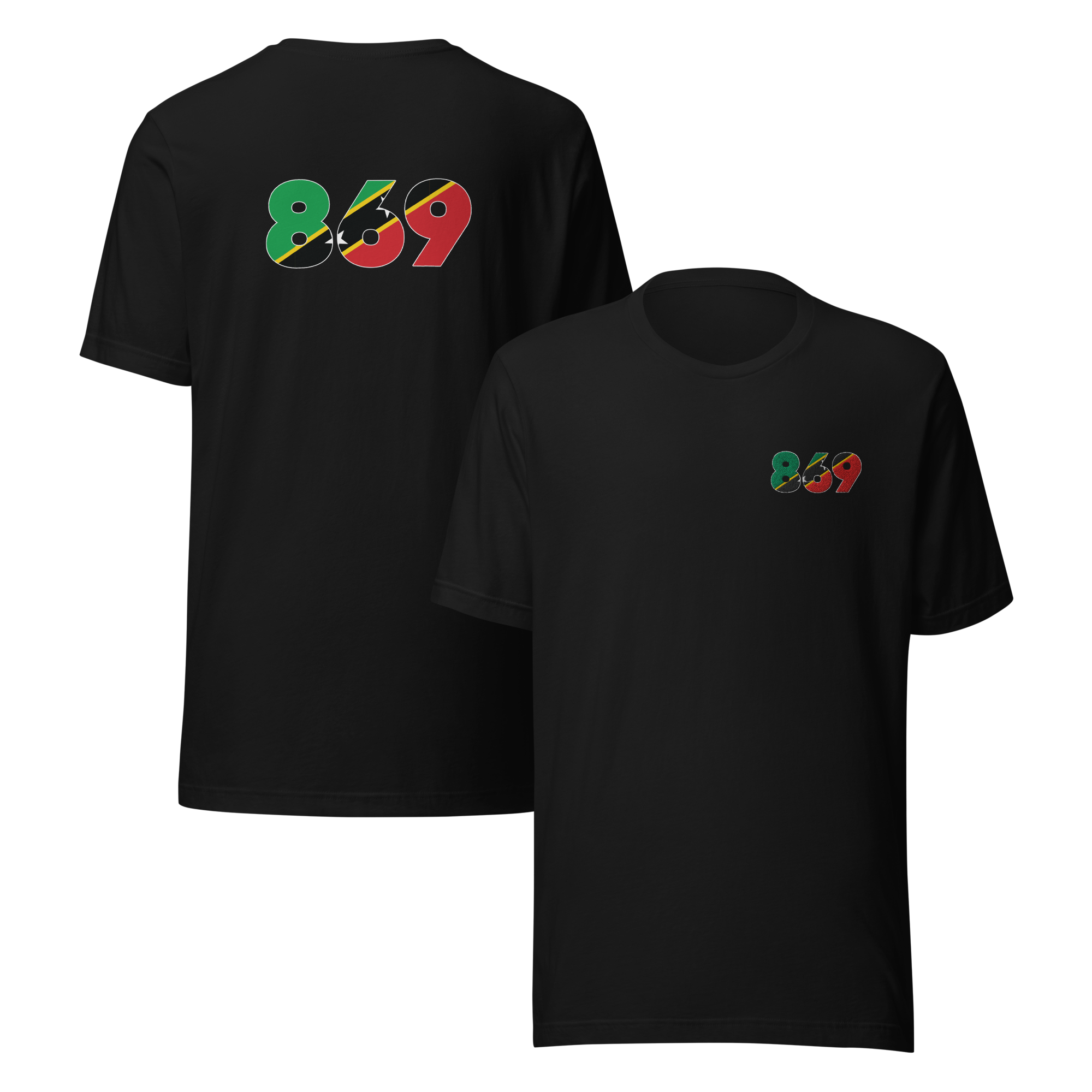 St Kitts & Nevis Dial Code (+869) Embroidered T-Shirt