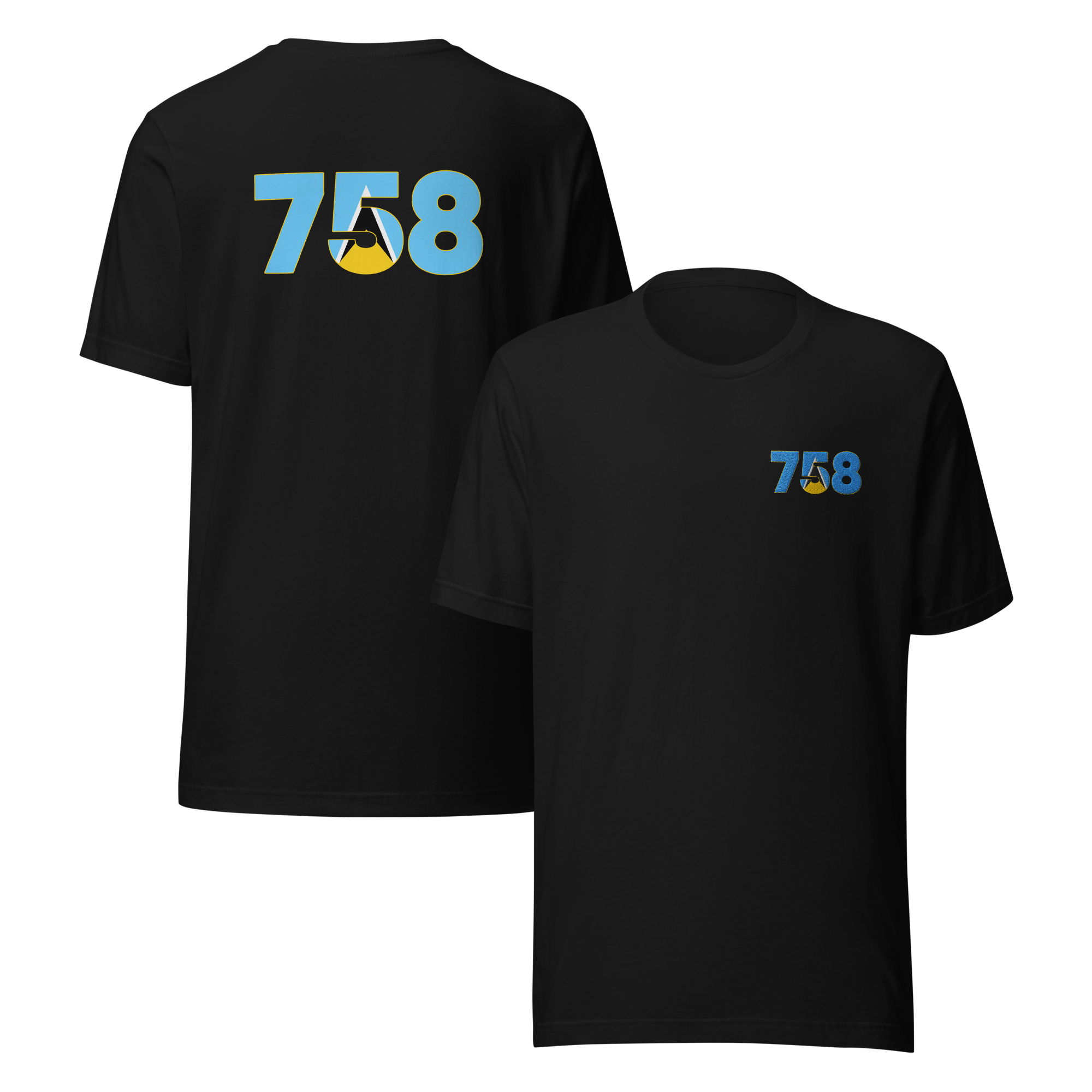 St Lucia Dial Code (+758) Embroidered T-Shirt
