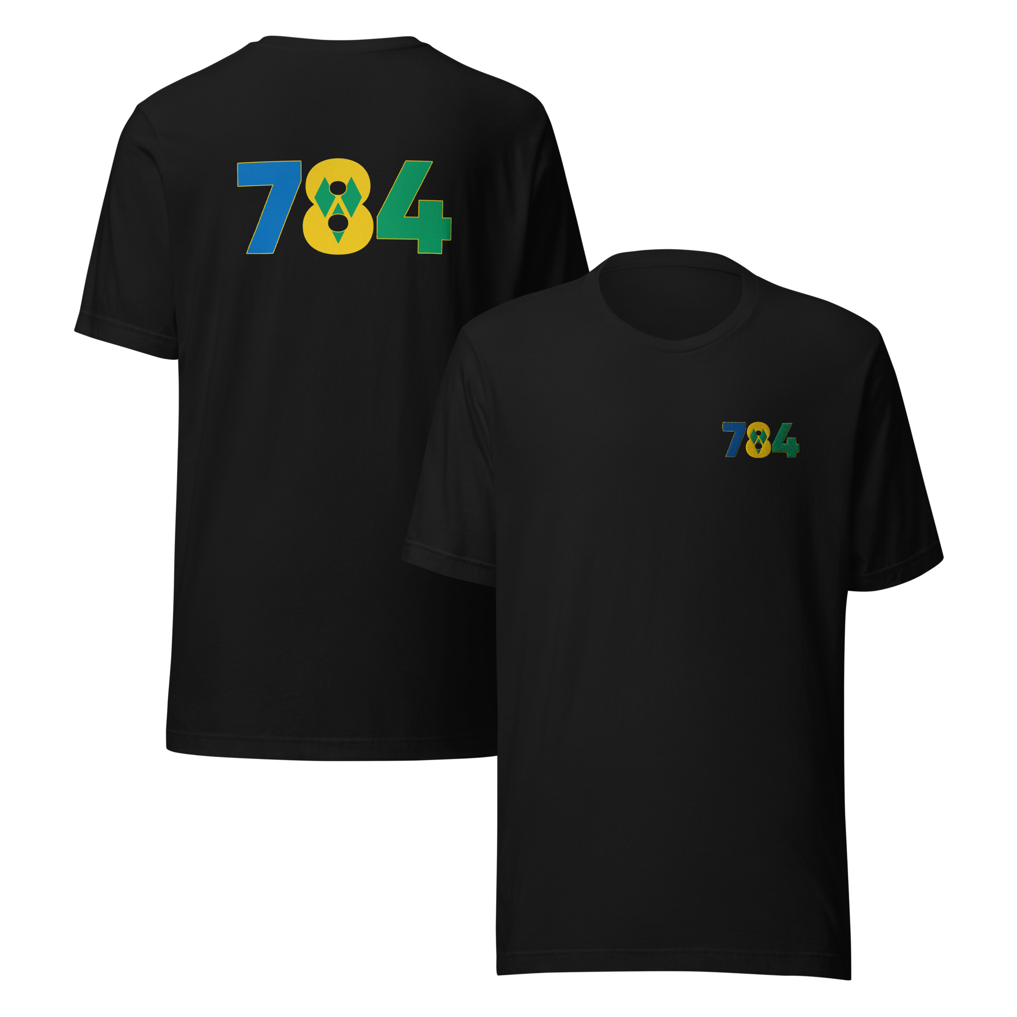 St Vincent Dial Code (+784) Embroidered T-Shirt