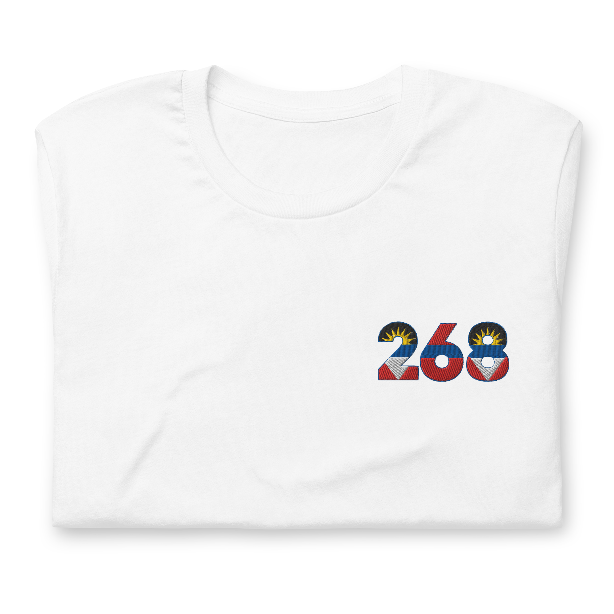Antigua Dial Code (+268) Embroidered T-Shirt
