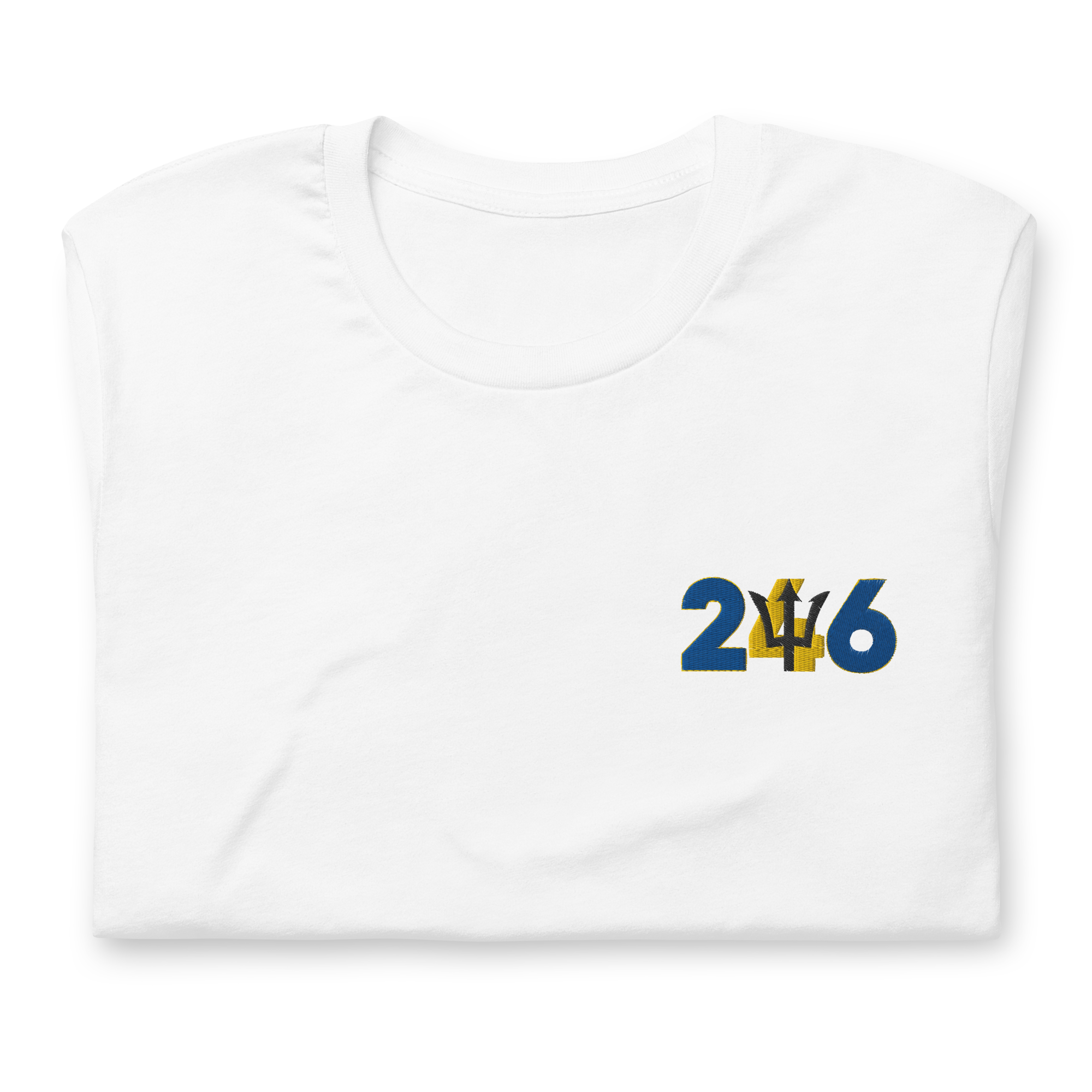 Barbados Dial Code (+246) Embroidered T-Shirt