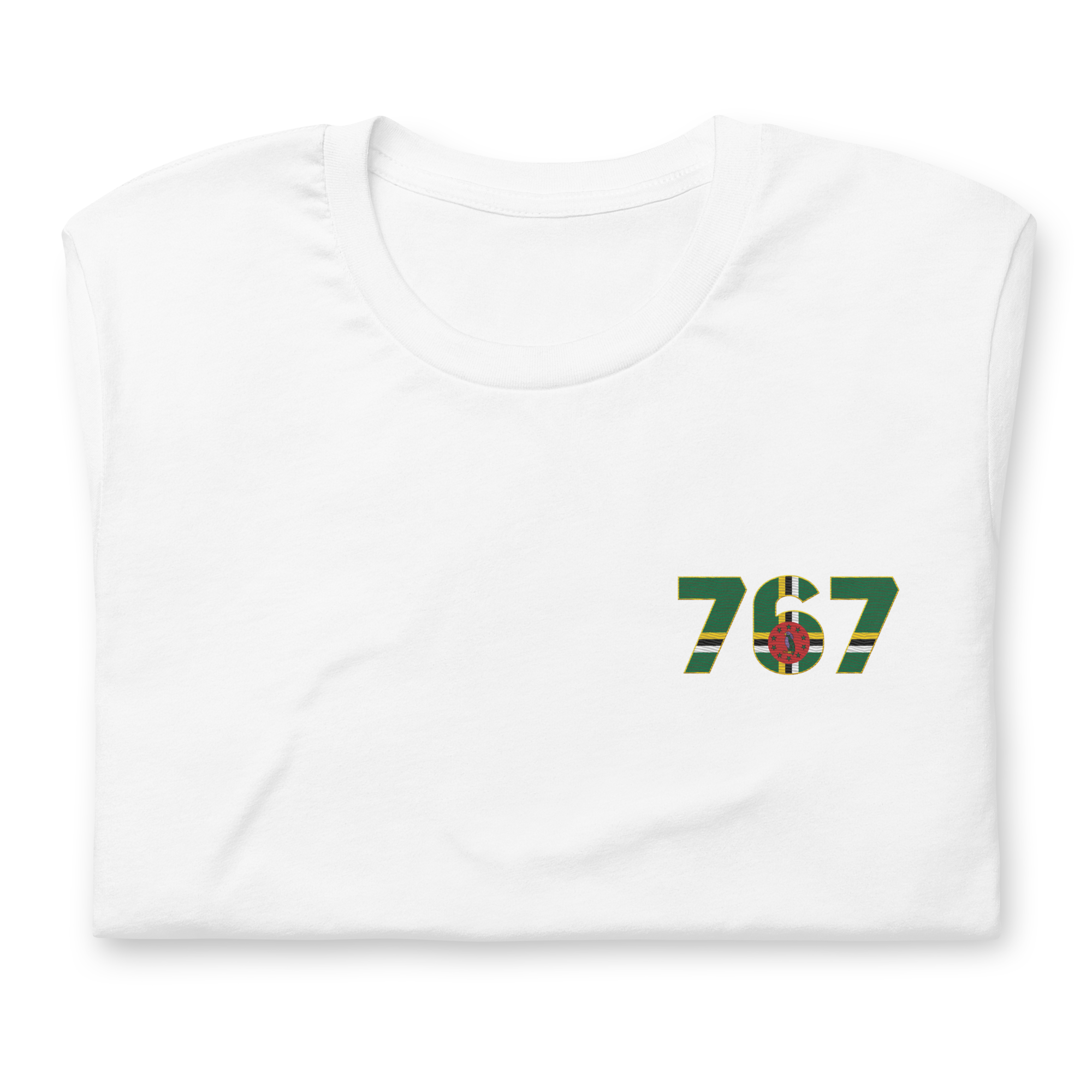 Dominica Dial Code (+767) Embroidered T-Shirt