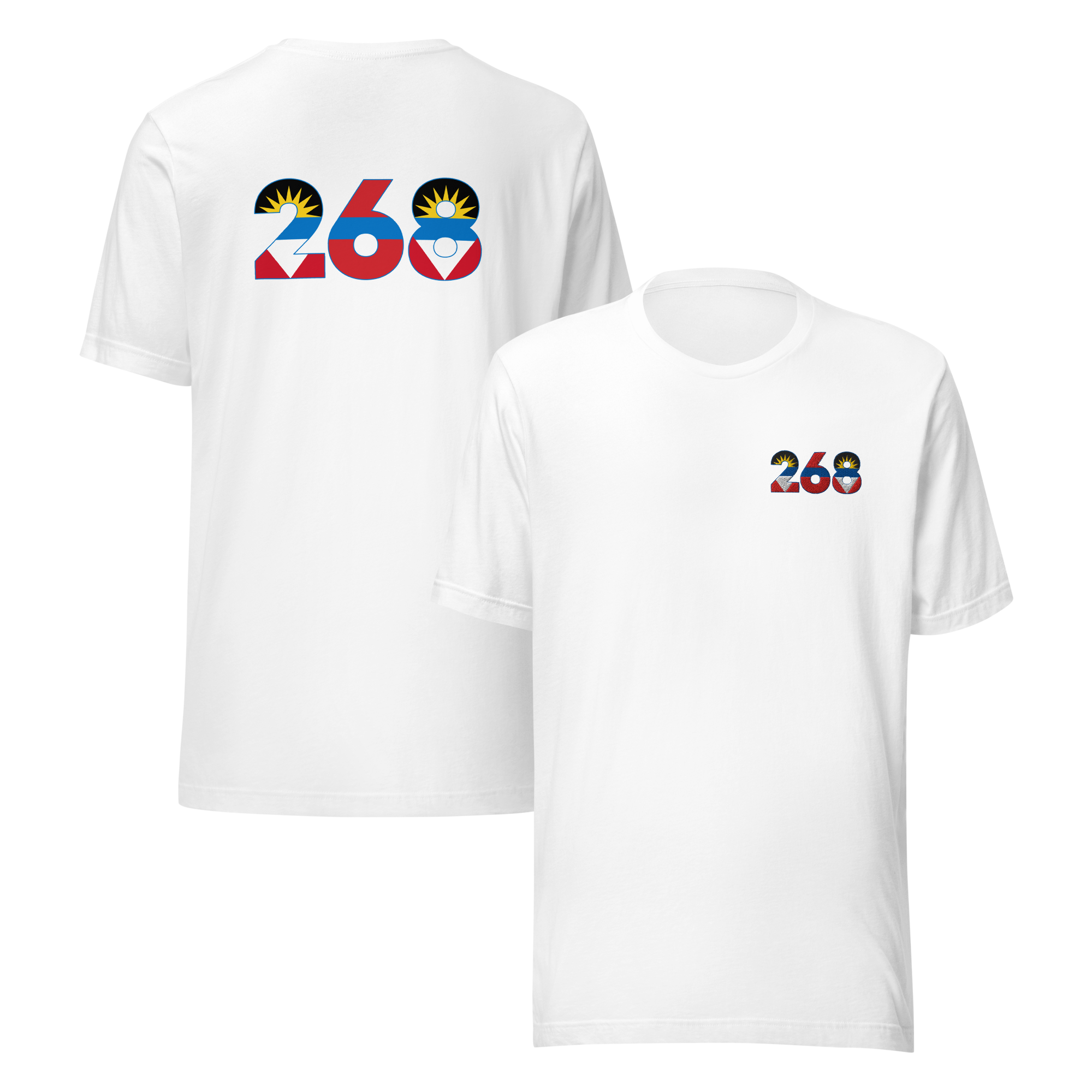 Antigua Dial Code (+268) Embroidered T-Shirt