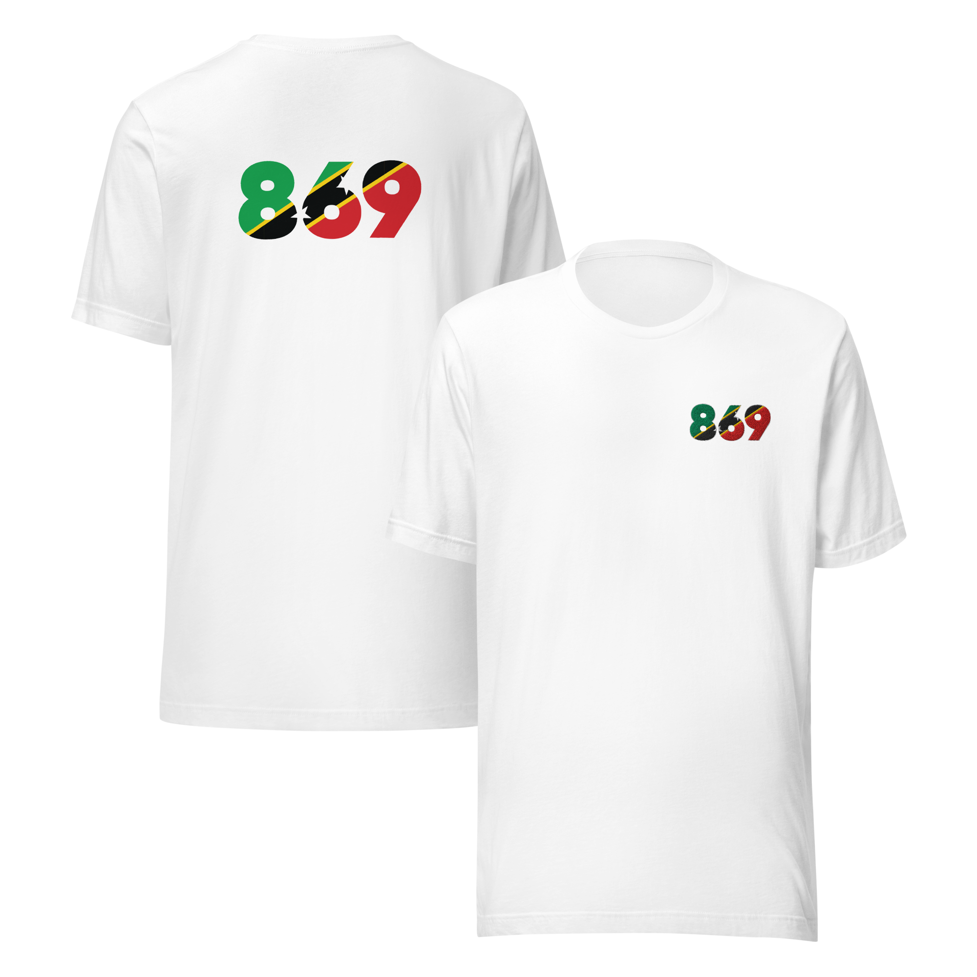 St Kitts & Nevis Dial Code (+869) Embroidered T-Shirt